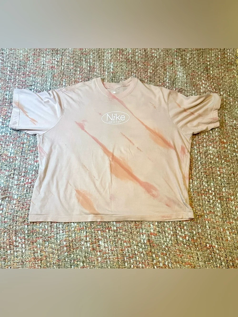 ASOS Nike Optimism Boxy Fit T-shirt in Orange & Pink Tie-dye Size Large